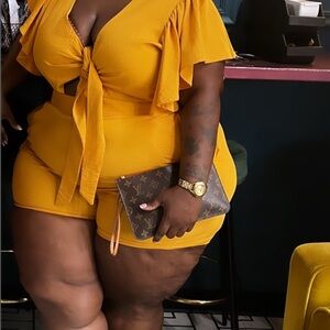 Eloquii Mustard Yellow Tie-Front Romper